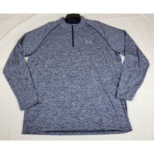 Under Armour HeatGear Mens XL Blue Space Dye 1/4 Zip Pullover Loose Fit Shirt